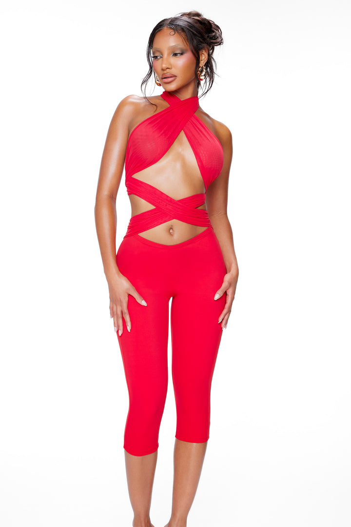 Carmen Wrap Capri — Red
