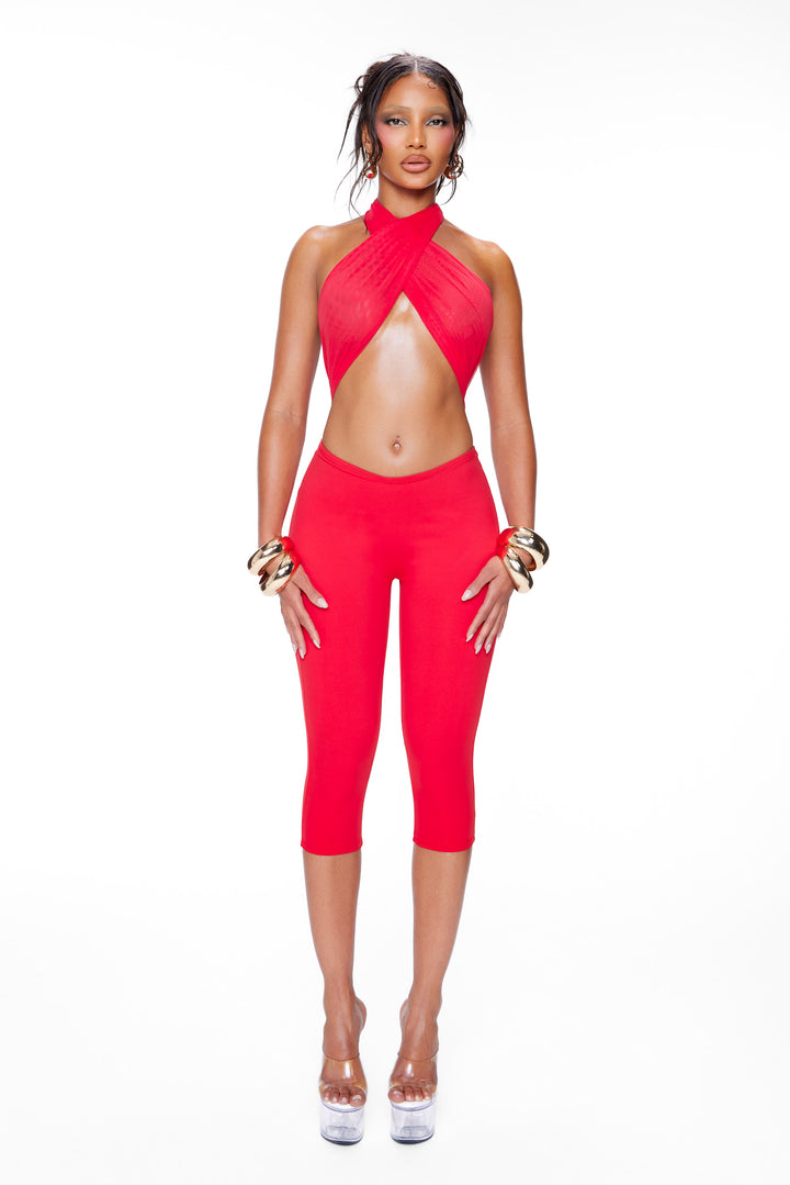Carmen Wrap Capri — Red