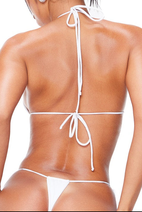 Zeena Micro Triangle Thong Bikini -White