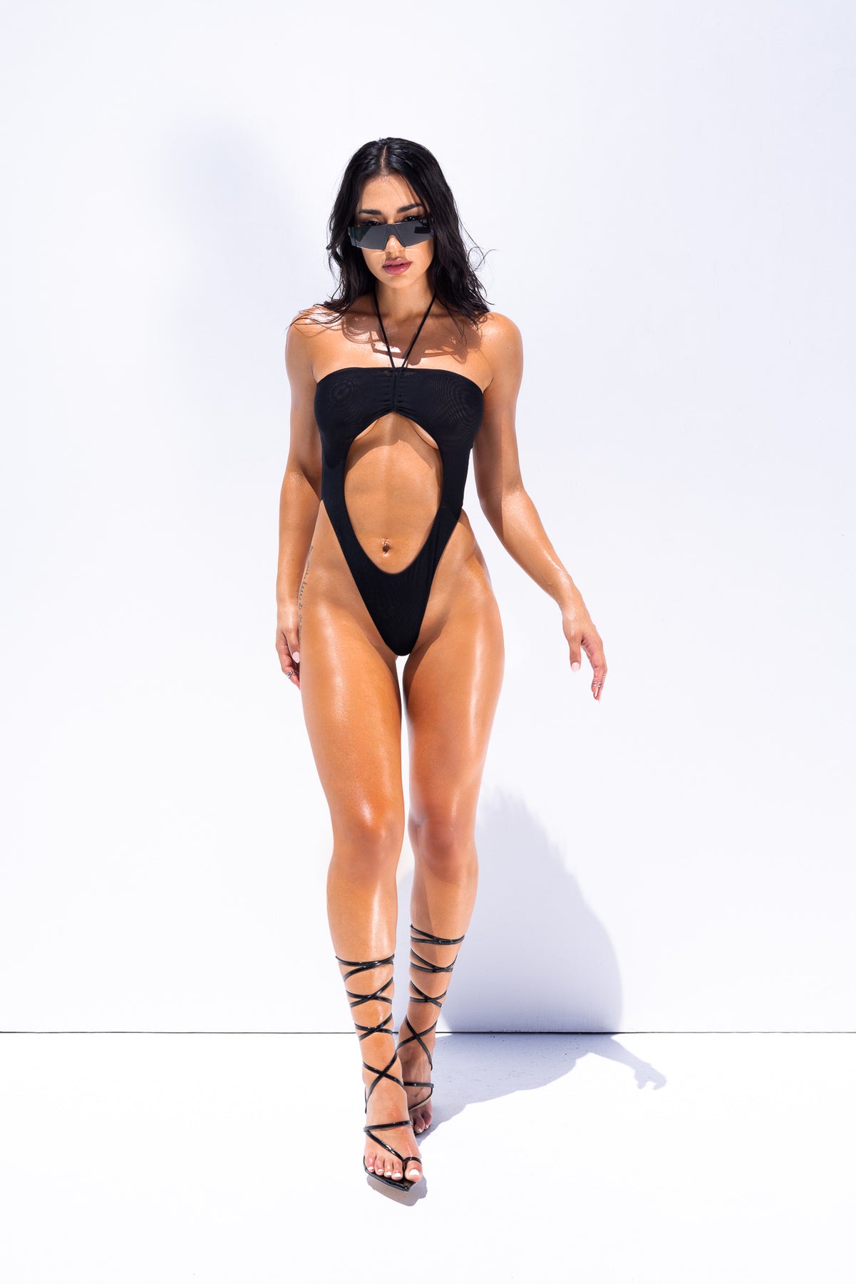Imani one piece mesh swimsuit black LIPS HONEY